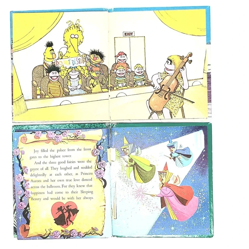 VTG Golden Tell A Tale Books Big Bird Follows Signs & Sleeping Beauty